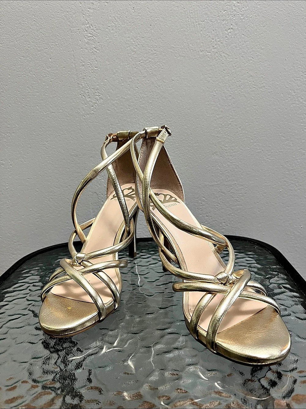 Fergalicious Gold Strappy Heels